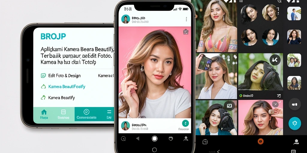 Tampilan antarmuka aplikasi Kamera Beautify dengan fitur pemotretan yang menarik.