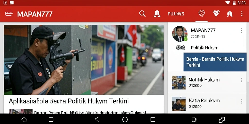 Tampilan antarmuka aplikasi MAPAN777 untuk berita Politik Hukum.