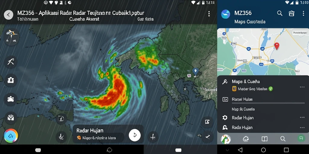 Tampilan antarmuka aplikasi MZ356 menampilkan data Radar Hujan yang akurat.