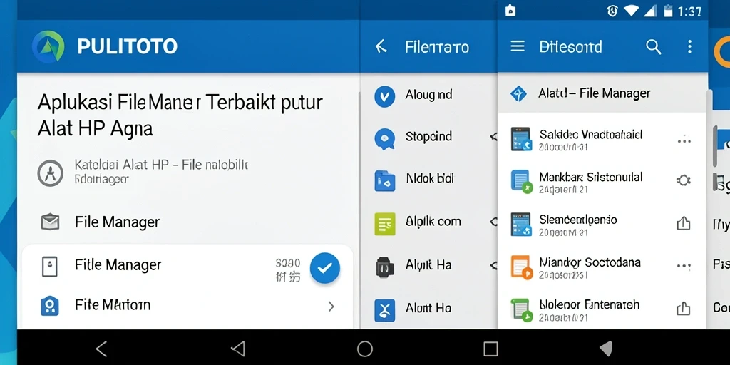 Tampilan layar utama aplikasi PULITOTO dengan fitur File Manager yang lengkap.
