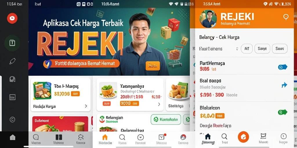 Antarmuka aplikasi REJEKI yang menampilkan perbandingan harga produk.