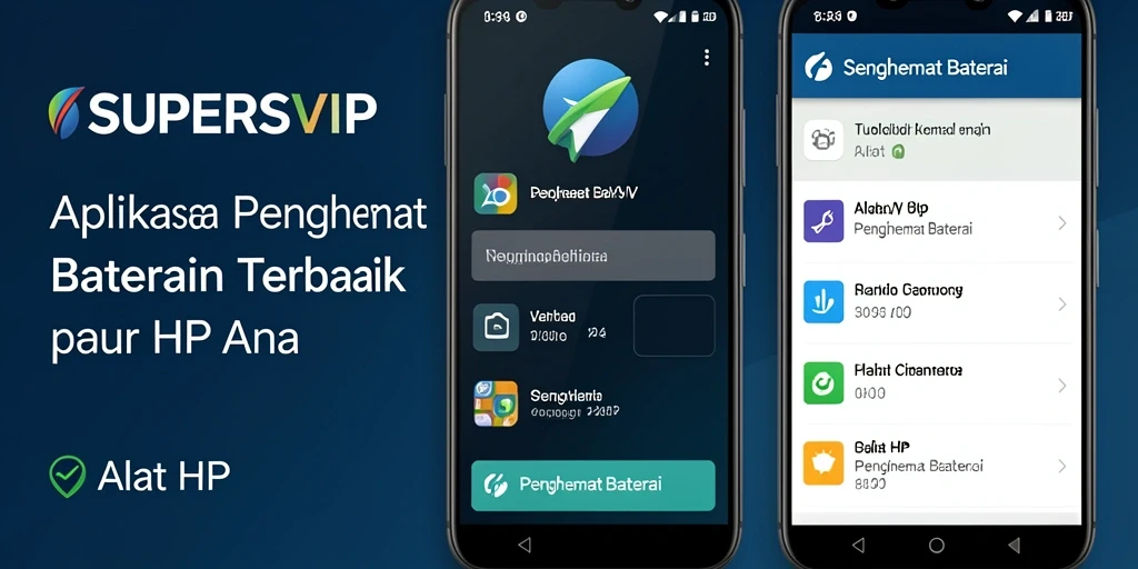 Tampilan antarmuka aplikasi Penghemat Baterai SUPERSVIP yang informatif.
