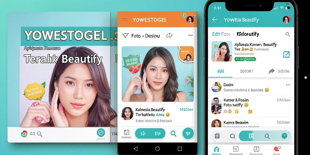 Antarmuka YOWESTOGEL dengan fitur editing Kamera Beautify yang menarik.